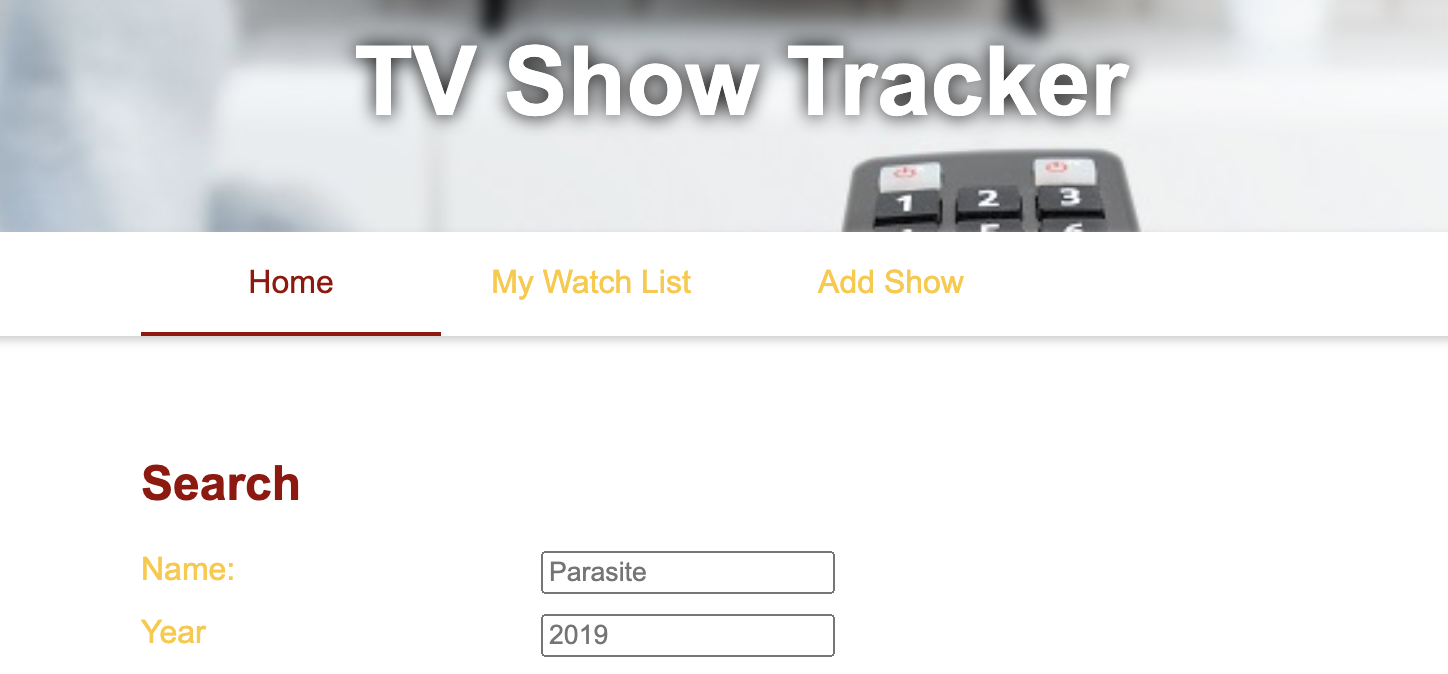 An image of the TV Show Tracker project.